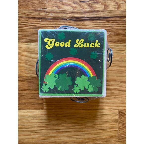 NWOT good luck ceramic coasters/ cork backing /4x4 with holder St Patrick day - Picture 1 of 3